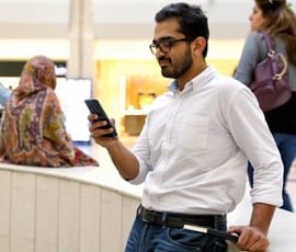 Customer using mobile banking